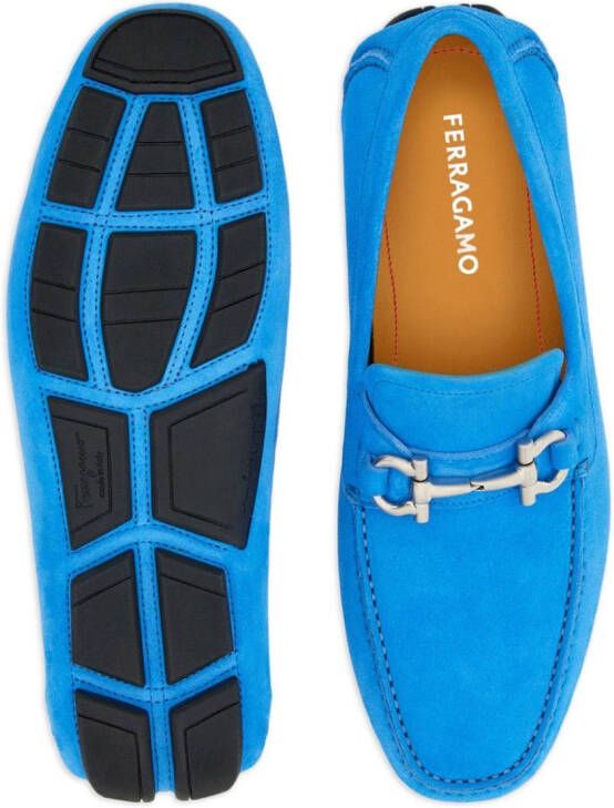 Ferragamo Gancini suède loafers Blauw