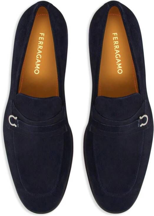 Ferragamo Gancini suède loafers Blauw