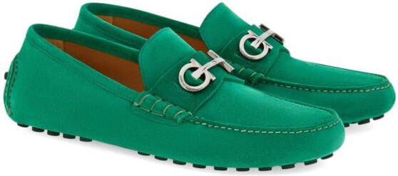 Ferragamo Gancini suède loafers Groen