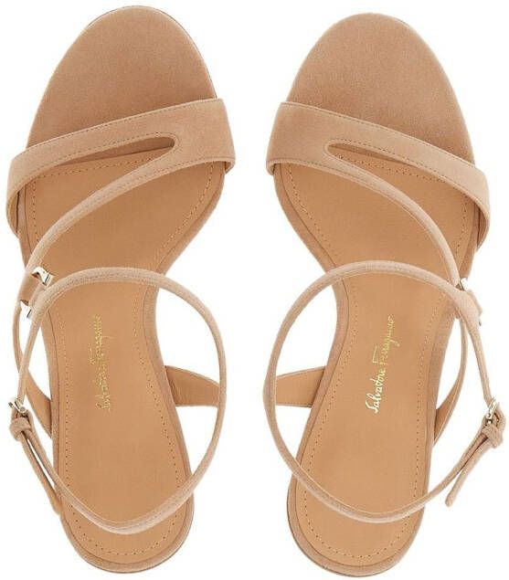 Ferragamo Gancini suède sandalen Beige