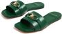 Ferragamo Leah leren slippers Groen - Thumbnail 4