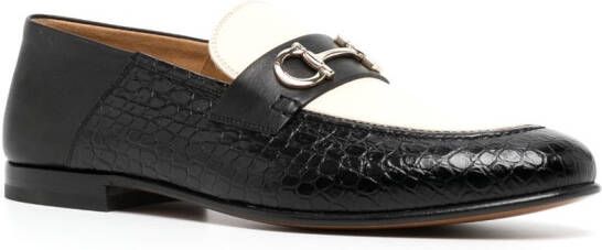 Ferragamo Loafers met krokodillenleer-reliëf Zwart