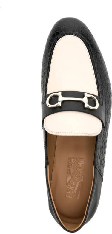 Ferragamo Loafers met krokodillenleer-reliëf Zwart