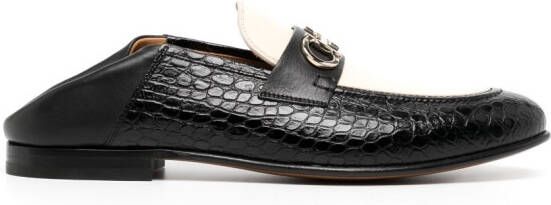 Ferragamo Loafers met krokodillenleer-reliëf Zwart