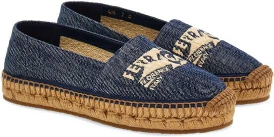 Ferragamo Espadrilles met geborduurd logo Blauw