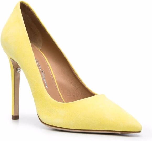 Ferragamo Pumps met puntige neus Geel