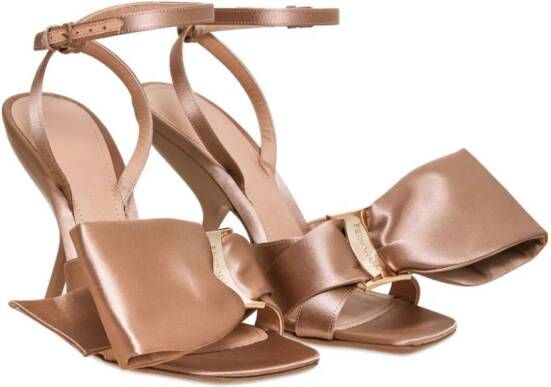 Ferragamo Sandalen met asymmetrische strik Beige