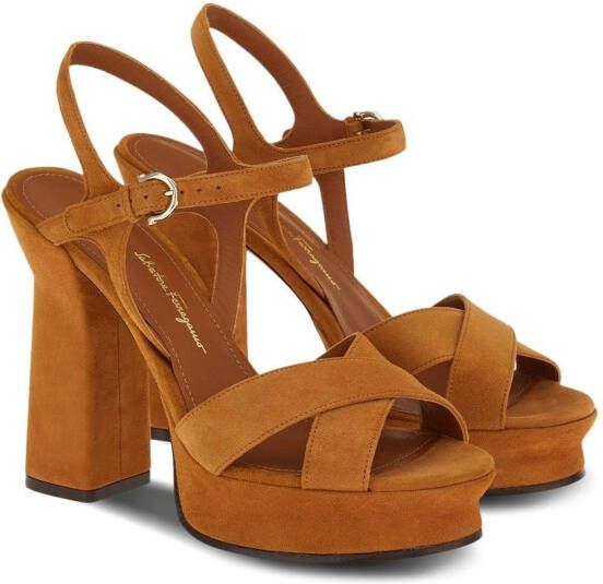 Ferragamo Sonya sandalen met blokhak Bruin