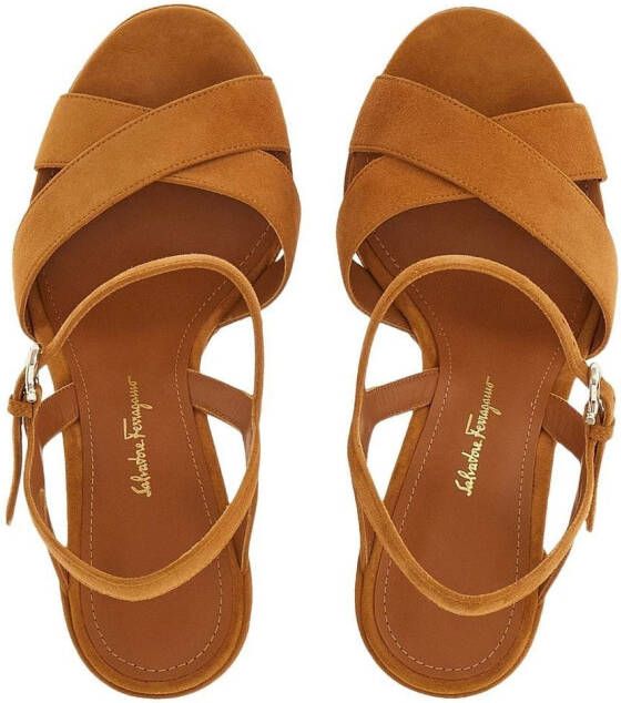 Ferragamo Sonya sandalen met blokhak Bruin