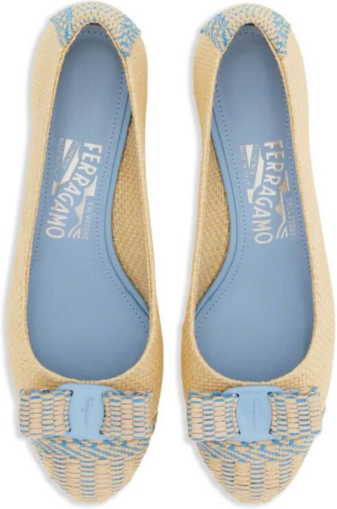 Ferragamo Vara 30 mm raffia pumps Beige