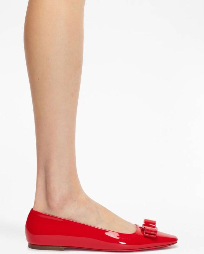 Ferragamo Vara ballerina's met strikdetail Rood