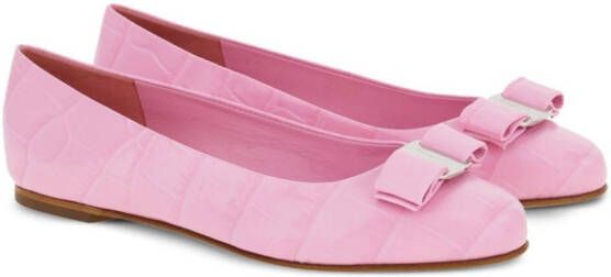 Ferragamo Vara ballerina's met strikdetail Roze