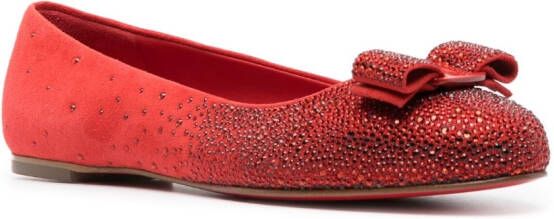 Ferragamo Ballerina's verfraaid met strass Rood