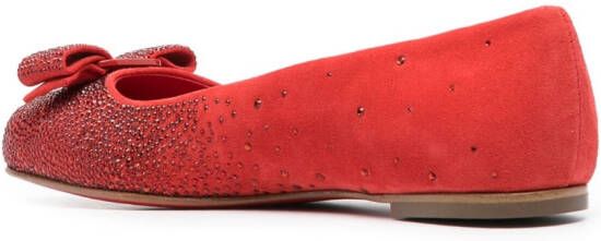 Ferragamo Ballerina's verfraaid met strass Rood