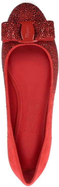 Ferragamo Ballerina's verfraaid met strass Rood