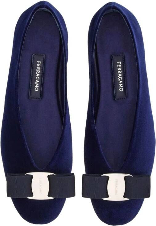 Ferragamo Vara fluwelen ballerina's Blauw