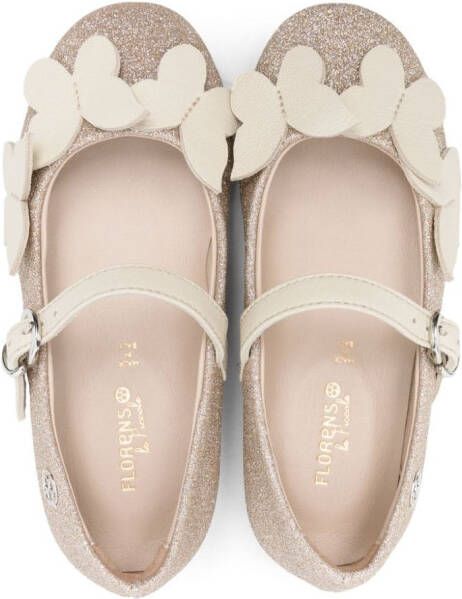 Florens Ballerina's met vlinderpatch Beige