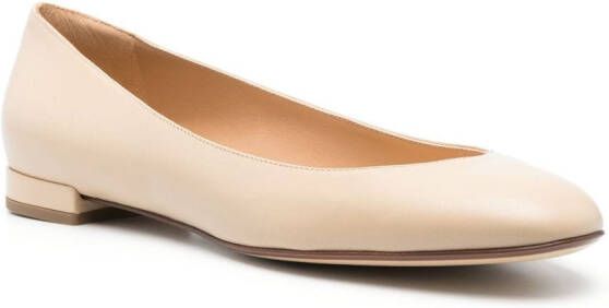 Francesco Russo Leren ballerina's Beige