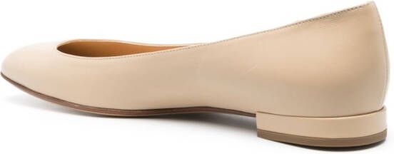 Francesco Russo Leren ballerina's Beige