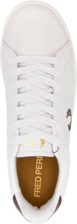 Fred Perry Leren sneakers met geborduurd logo Wit