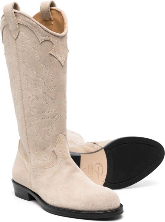 Gallucci Kids Leren cowboylaarzen Beige