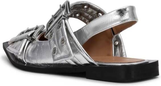 GANNI Metallic ballerina's Zilver