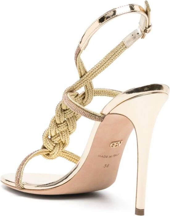 Giambattista Valli Sandalen verfraaid met kristallen 120 mm Goud