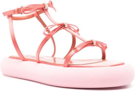 Giambattista Valli Leren 75mm sandalen met plateauzool Roze