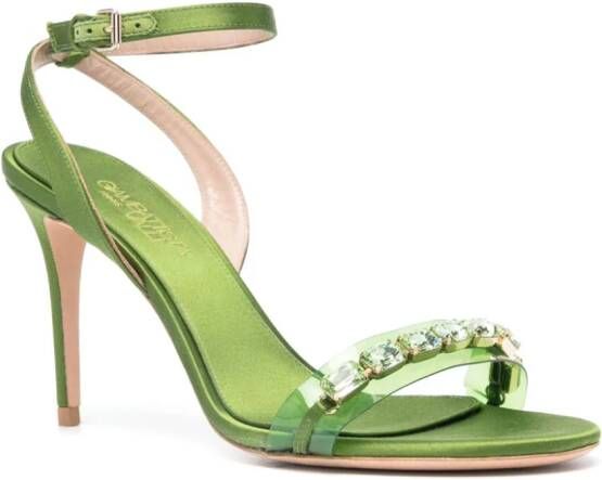 Giambattista Valli Sandalen verfraaid met kristallen Groen