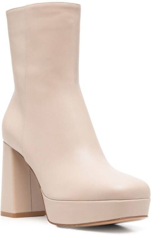 Gianvito Rossi Leren enkellaarzen Beige