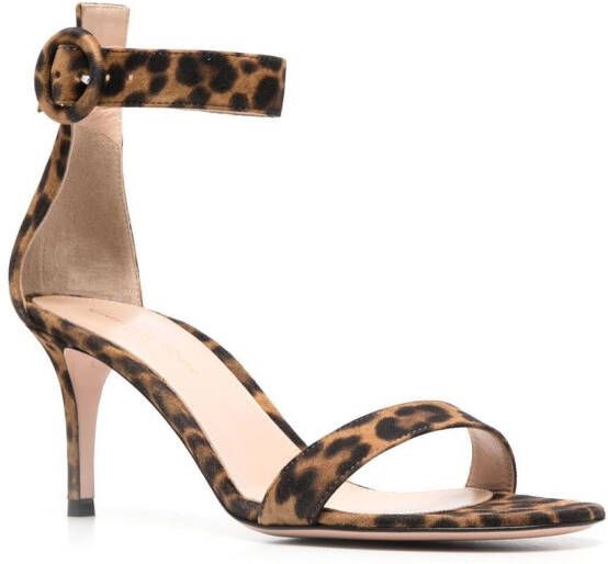 Gianvito Rossi Sandalen met luipaardprint Bruin