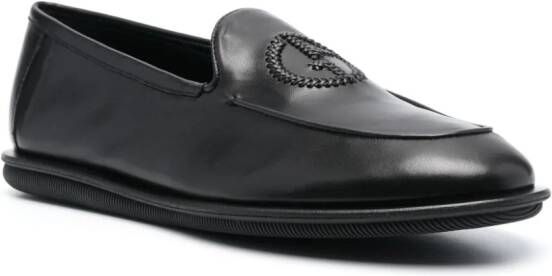 Giorgio Armani Leren loafers Zwart