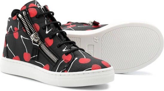 Giuseppe Junior Sneakers met kersenprint Zwart