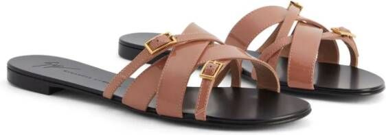 Giuseppe Zanotti Alhima leren sandalen Bruin