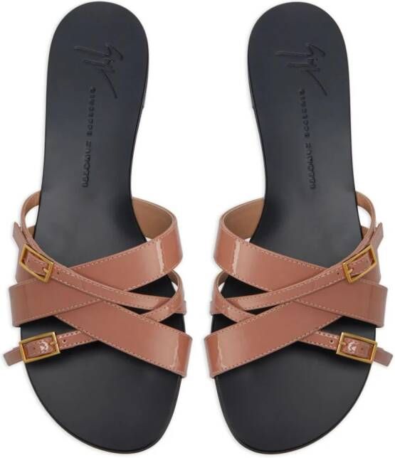 Giuseppe Zanotti Alhima leren sandalen Bruin