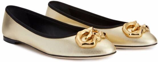 Giuseppe Zanotti Amur ballerina pumps met logoplakkaat Goud