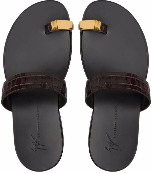 Giuseppe Zanotti Bardack loafers met krokodillenleer-effect Bruin