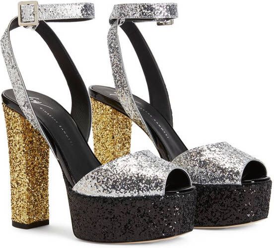 Giuseppe Zanotti Betty sandalen met glitter Zilver