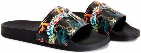 Giuseppe Zanotti Brett slippers met print Zwart