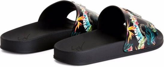 Giuseppe Zanotti Brett slippers met print Zwart