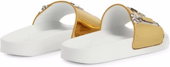 Giuseppe Zanotti Brett slippers met rits Goud