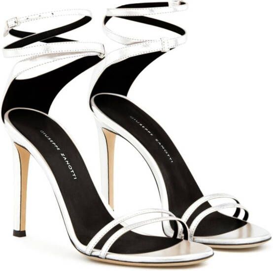 Giuseppe Zanotti Catia leren sandalen Zilver