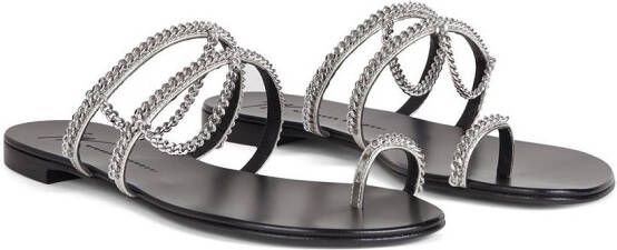 Giuseppe Zanotti Catia leren sandalen Zilver