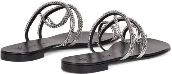 Giuseppe Zanotti Catia leren sandalen Zilver