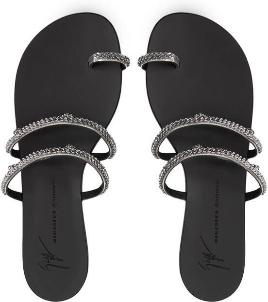 Giuseppe Zanotti Catia leren sandalen Zilver