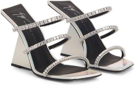 Giuseppe Zanotti Clareence leren sandalen Zilver