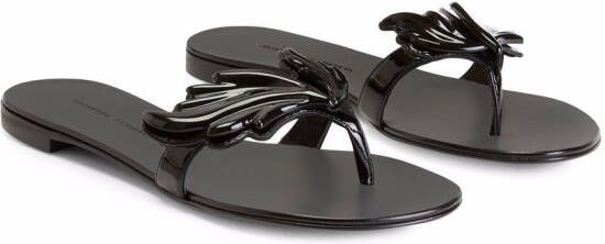 Giuseppe Zanotti Cruel teenslippers met gelakt-effect Zwart