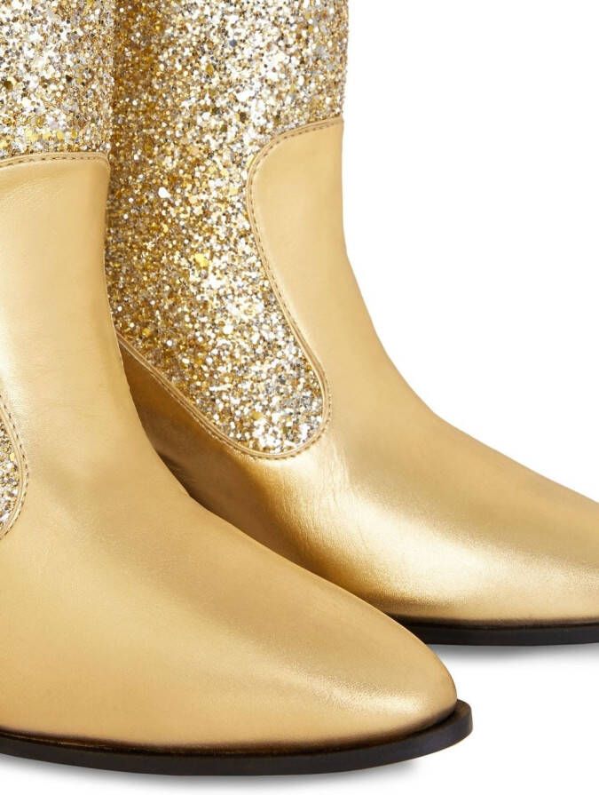 Giuseppe Zanotti Elna cowboylaarzen met glitter Goud