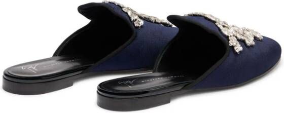 Giuseppe Zanotti Elsa fluwelen muiltjes Blauw