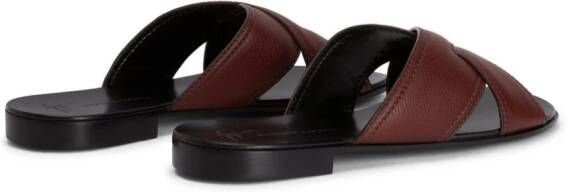 Giuseppe Zanotti Flavio leren slippers Bruin